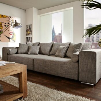 Big-Sofa Marbeya 290x110 cm Hellgrau mit Schlaffunktion