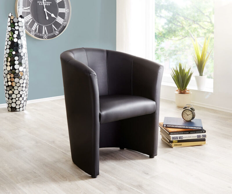 Cocktailsessel Pieder Schwarz Lounge gepolstert Kunstleder