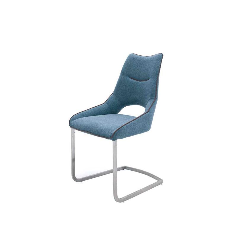 Design Freischwinger in Petrol Edelstahl (2er Set)