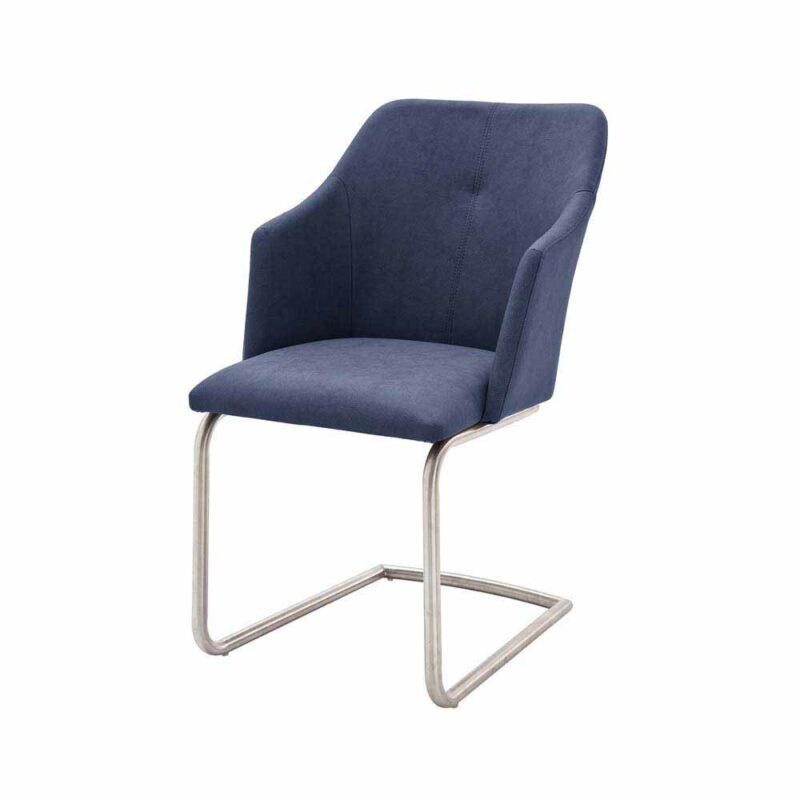 Freischwinger Sessel in Dunkelblau modern (2er Set)