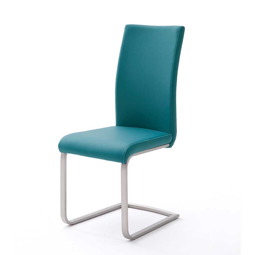 Freischwinger Set in Petrol Kunstleder modern (4er Set) 1 Freischwinger Set in Petrol Kunstleder modern (4er Set)
