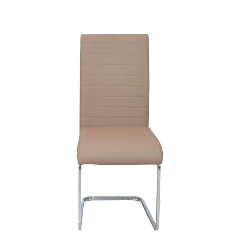 Freischwinger Stühle in Hellbraun Kunstleder hoher Lehne (4er Set)