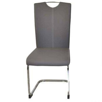 Freischwinger Stuhl Set in Grau Kunstleder hoher Lehne & Griff (2er Set)