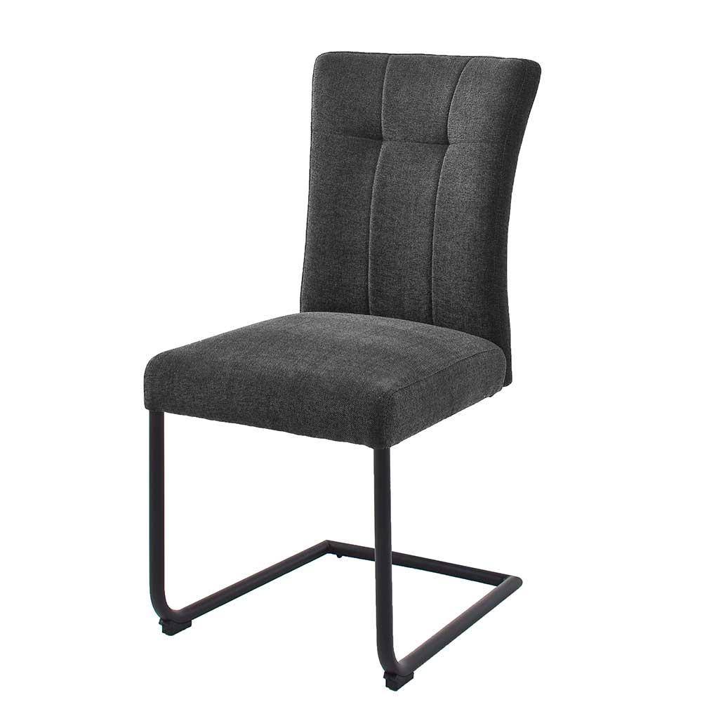 Freischwinger in Anthrazit und Schwarz Gestell aus Metall (2er Set) 1 Freischwinger in Anthrazit und Schwarz Gestell aus Metall (2er Set)