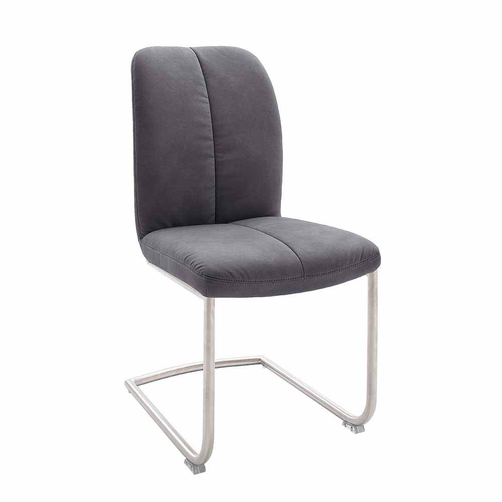 Freischwinger in Grau Kunstleder Edelstahl (2er Set) 1 Freischwinger in Grau Kunstleder Edelstahl (2er Set)