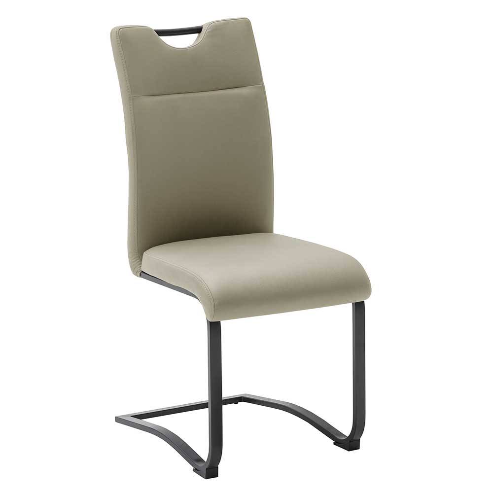 Freischwinger in Hellbraun & Schwarz Microfaser (2er Set) 1 Freischwinger in Hellbraun & Schwarz Microfaser (2er Set)