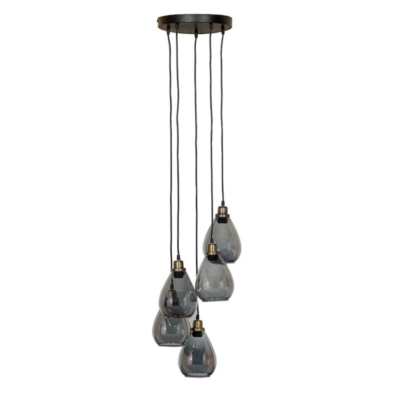 Pendelleuchte in Schwarz und Grau Glas