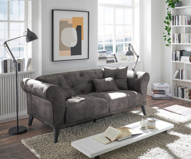 Schlafsofa Carey 188x95 cm Graphite 2-Sitzer
