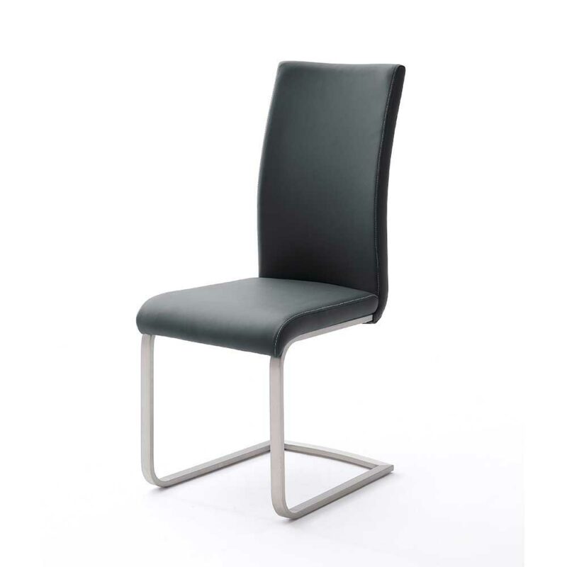 Schwarze Freischwinger aus Edelstahl modern (4er Set)