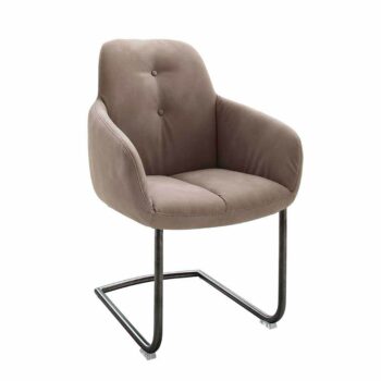 Sessel Freischwinger in Schlamm Kunstleder Edelstahl Anthrazit (2er Set) 2 Sessel Freischwinger in Schlamm Kunstleder Edelstahl Anthrazit (2er Set)