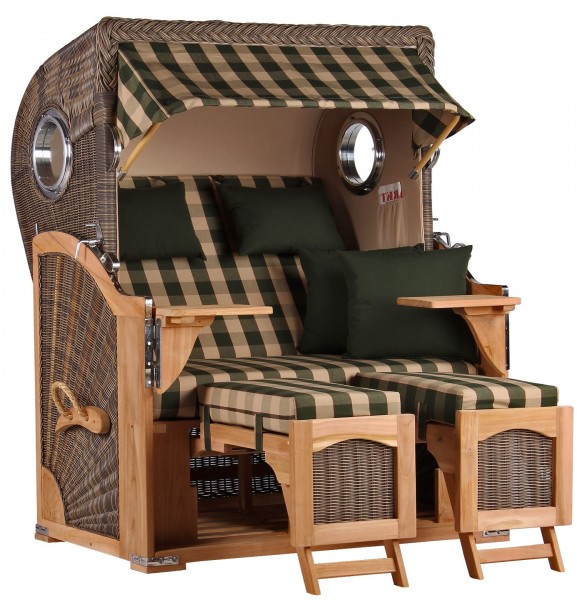 Strandkorb Amrum Teak PE grey Dessin 506 1 Strandkorb Amrum Teak PE grey Dessin 506