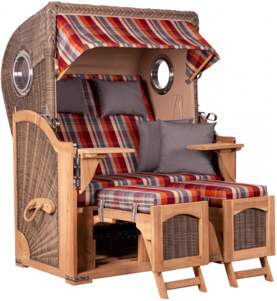Strandkorb Amrum Teak PE grey Dessin 584 1 Strandkorb Amrum Teak PE grey Dessin 584