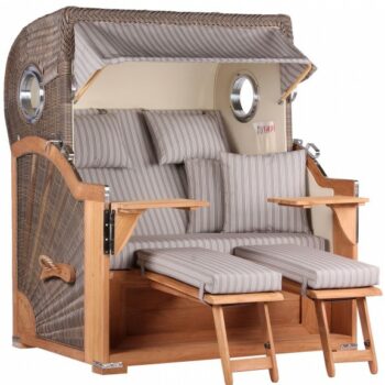 Strandkorb Norderney Teak Bullauge PE grey Dessin 501