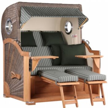 Strandkorb Norderney Teak Bullauge PE grey Dessin 504