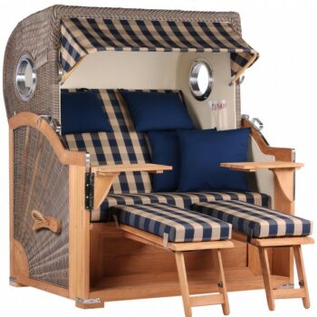Strandkorb Norderney Teak Bullauge PE grey Dessin 507