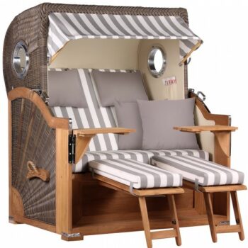 Strandkorb Norderney Teak Bullauge PE grey Dessin 513