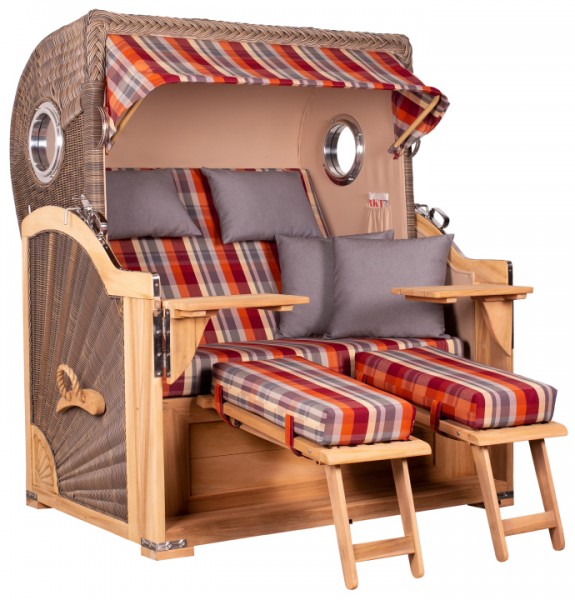 Strandkorb Norderney Teak Bullauge PE grey Dessin 584 1 Strandkorb Norderney Teak Bullauge PE grey Dessin 584