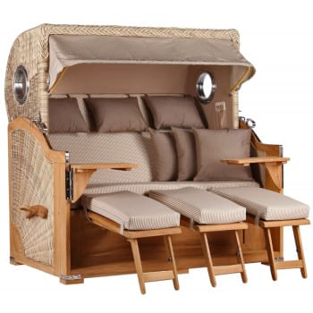 Strandkorb Norderney XXL Teak Bullauge PE shell Dessin 510