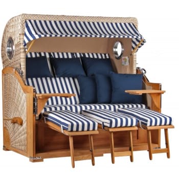 Strandkorb Norderney XXL Teak Bullauge PE shell Dessin 518