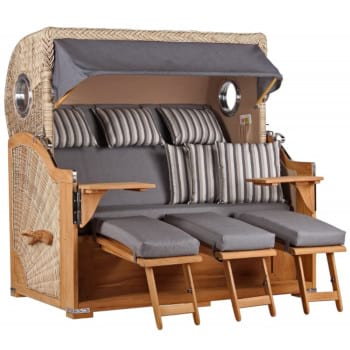 Strandkorb Norderney XXL Teak Bullauge PE shell Dessin 544