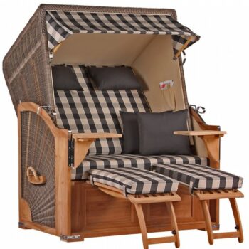 Strandkorb Spiekeroog Teak PE grey Dessin 505