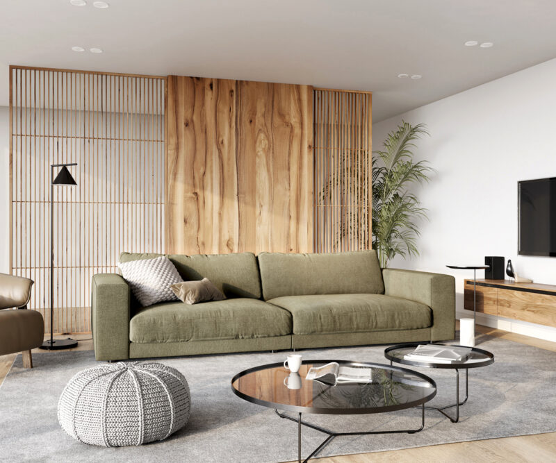 Big-Sofa Cubico 290x120 cm Strukturstoff Olive