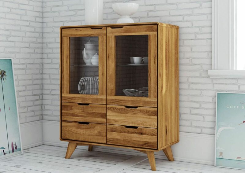 Highboard Wildeiche 90x40x109 natur geölt MALMÖ #26