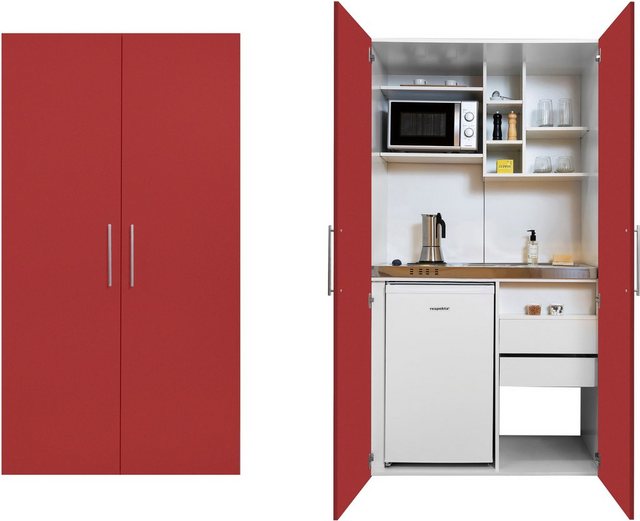 RESPEKTA Miniküche mit Kochplatten, Kühlschrank und Mikrowelle